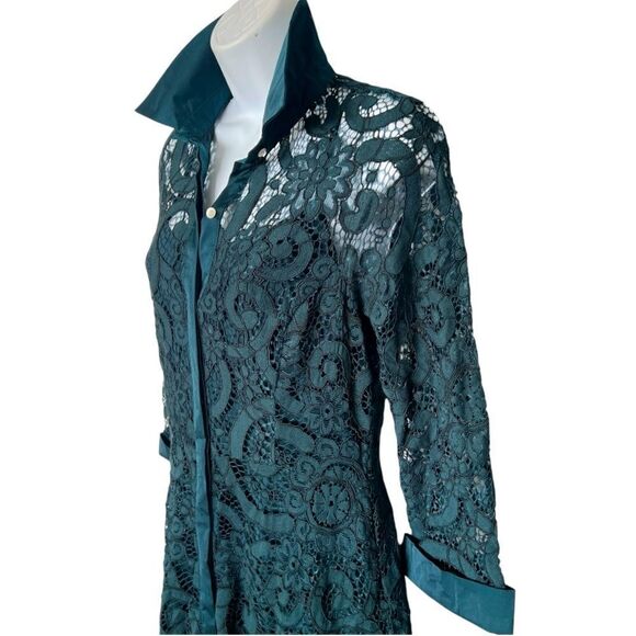 NANETTE LEPORE Green Lace Midi Dress Size 2 - Picture 3 of 6